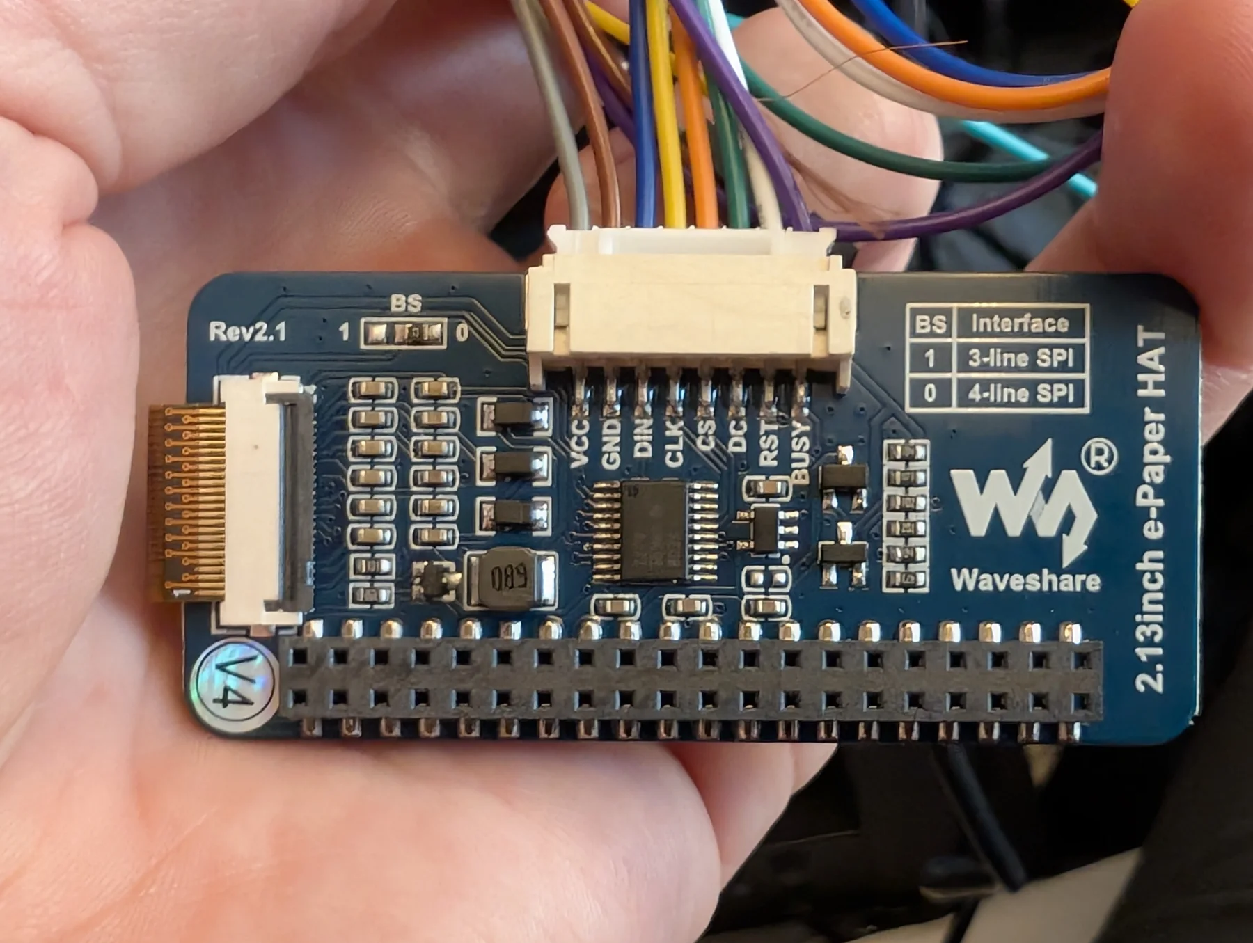 Waveshare e-paper display interface and wiring